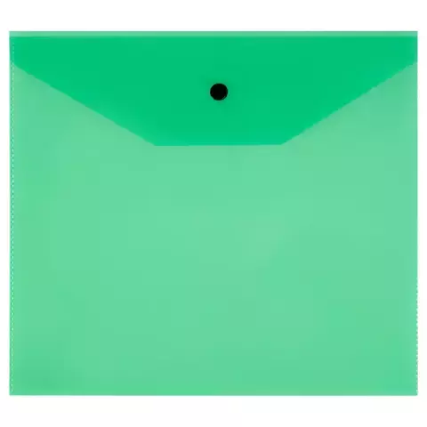 Папка-конверт на кнопке СТАММ А5+ 120 мкм. пластик прозрачная зеленая