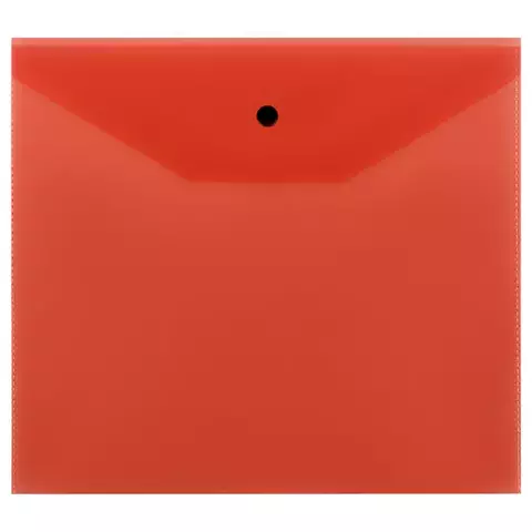 Папка-конверт на кнопке СТАММ А5+ 120 мкм. пластик прозрачная красная