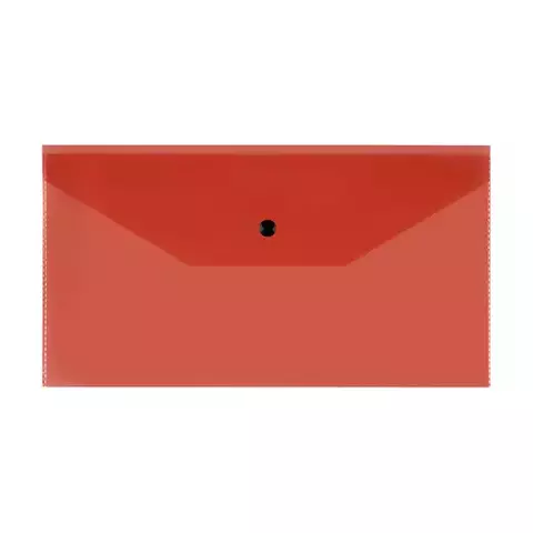 Папка-конверт на кнопке СТАММ С6+ 150 мкм. пластик прозрачная красная