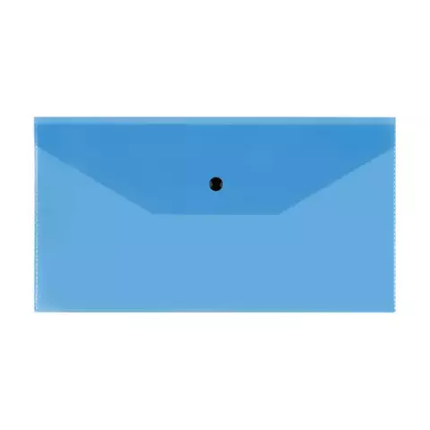 Папка-конверт на кнопке СТАММ С6+ 150 мкм. пластик прозрачная синяя
