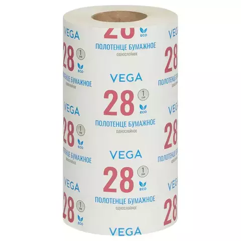 Полотенца бумажные в рулонах Vega 1-слойные 28м/рул. серые