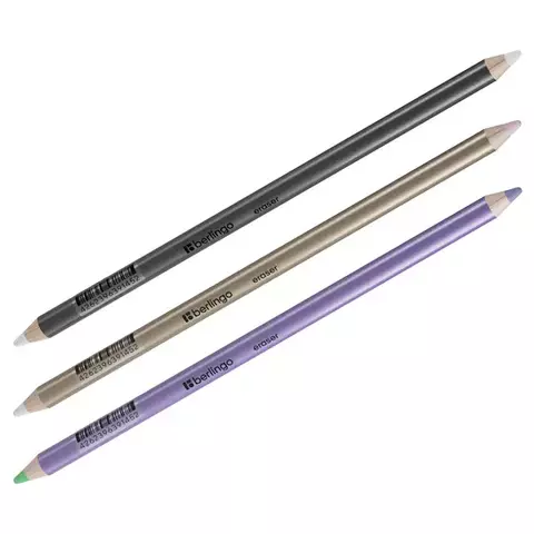 Ластик-карандаш Berlingo "Eraze 870" двухсторонний круглый цвета ассорти