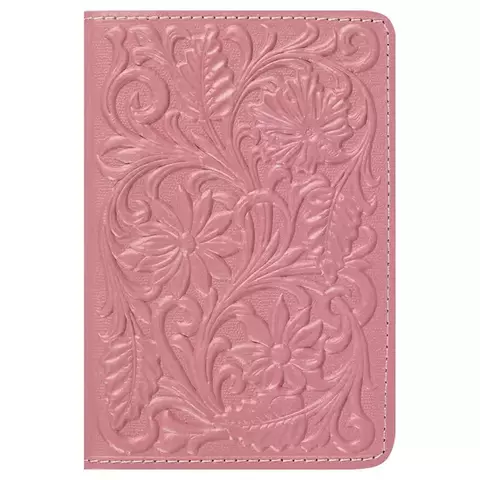 Обложка для паспорта Кожевенная мануфактура нат. кожа "Цветы" розовая