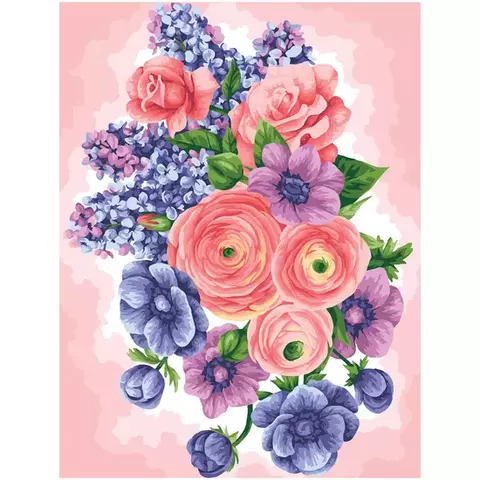 Картина по номерам на холсте ТРИ СОВЫ "Цветы" 30*40 с акриловыми красками и кистями