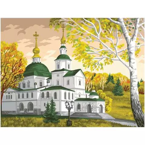 Картина по номерам на холсте ТРИ СОВЫ "Церковь" 30*40 с акриловыми красками и кистями