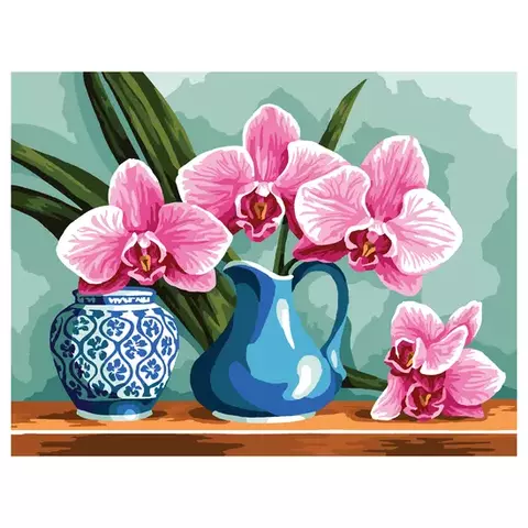 Картина по номерам на холсте ТРИ СОВЫ "Ветка орхидеи" 30*40 с акриловыми красками и кистями