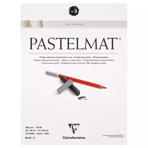 Альбом для пастели 12 л. 300*400 мм. на склейке Clairefontaine "Pastelmat" 360г./м2 бархат белый