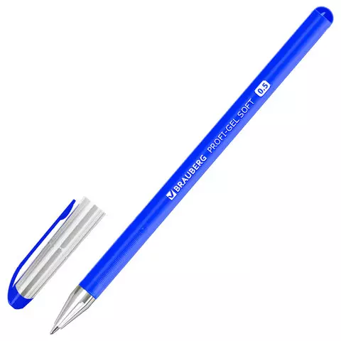 Ручка гелевая Brauberg "Profi-Gel SOFT" синяя линия письма 04 мм. стандартный наконечник 05 мм. прорезиненный корпус SOFT-TOUCH