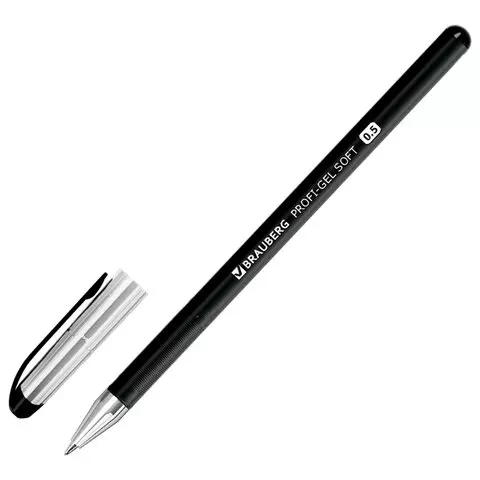 Ручка гелевая Brauberg "Profi-Gel SOFT" черная линия письма 04 мм. стандартный наконечник 05 мм. прорезиненный корпус SOFT-TOUCH