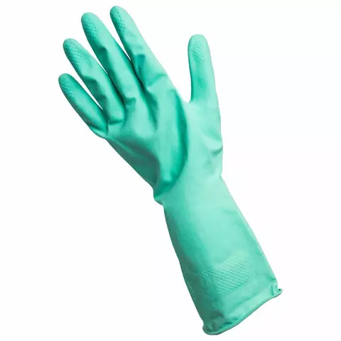 Перчатки хозяйственные латексные с ароматом АЛОЕ зеленые х/б напыление размер M (средний) 58 г. прочные