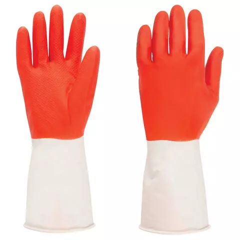 Перчатки хозяйственные латексные БИКОЛОР прочные бело-красные размер M (средний) 70 г. Komfi ADM