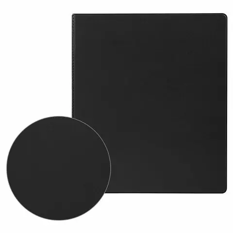 Папка на 2 кольцах ПРОЧНАЯ картон/ПВХ Brauberg "Office" черная 35 мм. до 180 листов