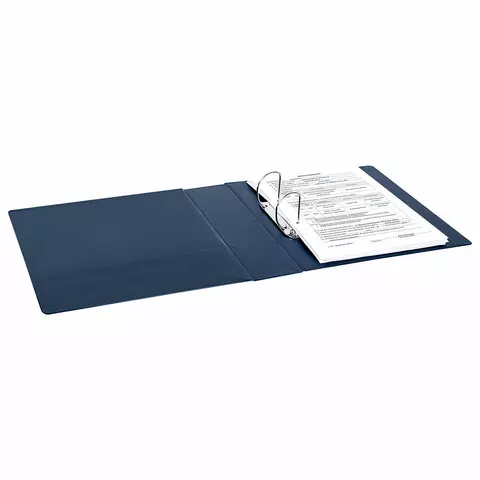 Папка на 2 кольцах ПРОЧНАЯ картон/ПВХ Brauberg "Office" синяя 75 мм. до 500 листов