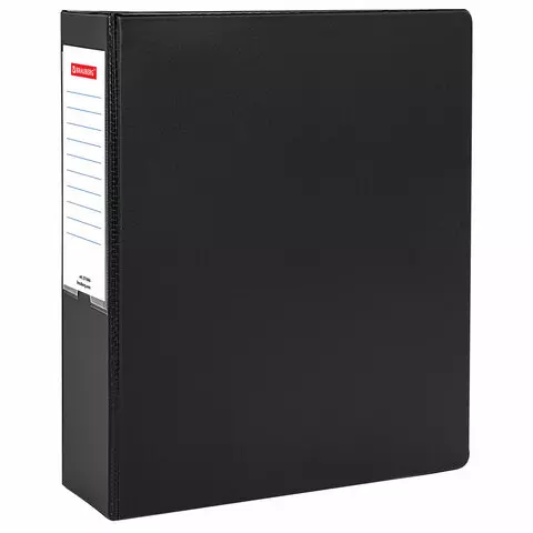 Папка на 2 кольцах ПРОЧНАЯ картон/ПВХ Brauberg "Office" черная 75 мм. до 500 листов