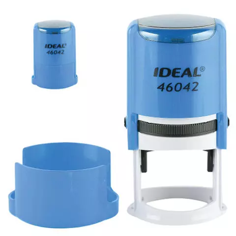 Оснастка для печатей оттиск D=42 мм. синий TRODAT IDEAL 46042 корпус синий крышка подушка