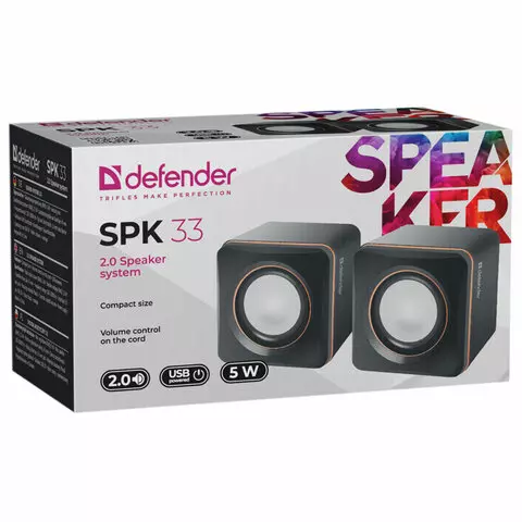 Колонки компьютерные DEFENDER SPK-33 2.0 5 Вт 35 мм. джек пластик черные