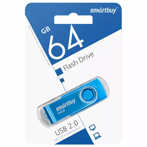 Флеш-диск 64 GB SMARTBUY Twist USB 2.0 синий