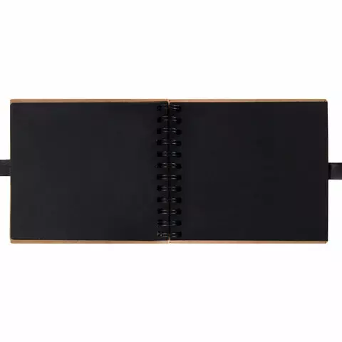Фотоальбом 16х18 см. 20 черных листов обложка КРАФТ уголки/стикеры/ручка/клей BRG Black&Kraft