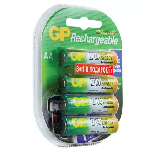 Батарейки аккумуляторные GP АА (HR6) Ni-Mh 2600 mAh 4 шт. (ПРОМО 3+1) блистер