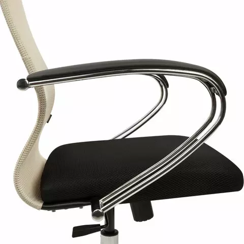 Кресло офисное BRABIX PREMIUM "Ultimate EX-800" хром плотная двойная сетка Х2 черное/бежевое