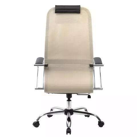 Кресло офисное BRABIX PREMIUM "Ultimate EX-800" хром плотная двойная сетка Х2 черное/бежевое