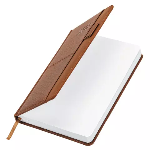 Ежедневник датированный 2025, А5, 138х213 мм, BRAUBERG "Pocket", под кожу, карман, держатель для ручки, коричневый, 115908
