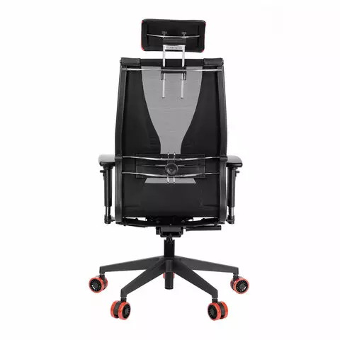 Кресло компьютерное МЕТТА "ErgoLife" 10 B2-170D, 2D-подголовник, экокожа/сетка, черное/красное